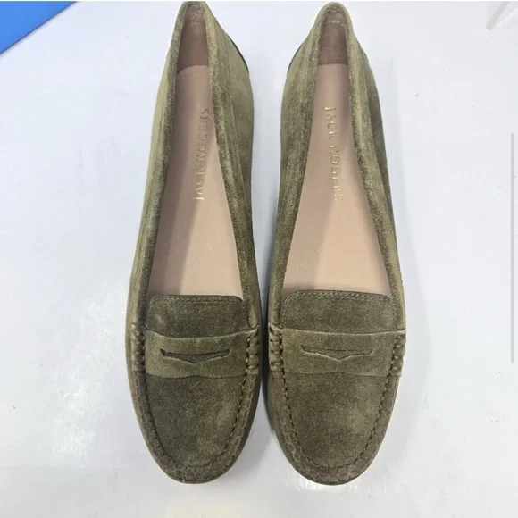 Jack Rogers Womens Size 10 Narrow Meyers Penny Moc Green Suede Loafers - Picture 4 of 9